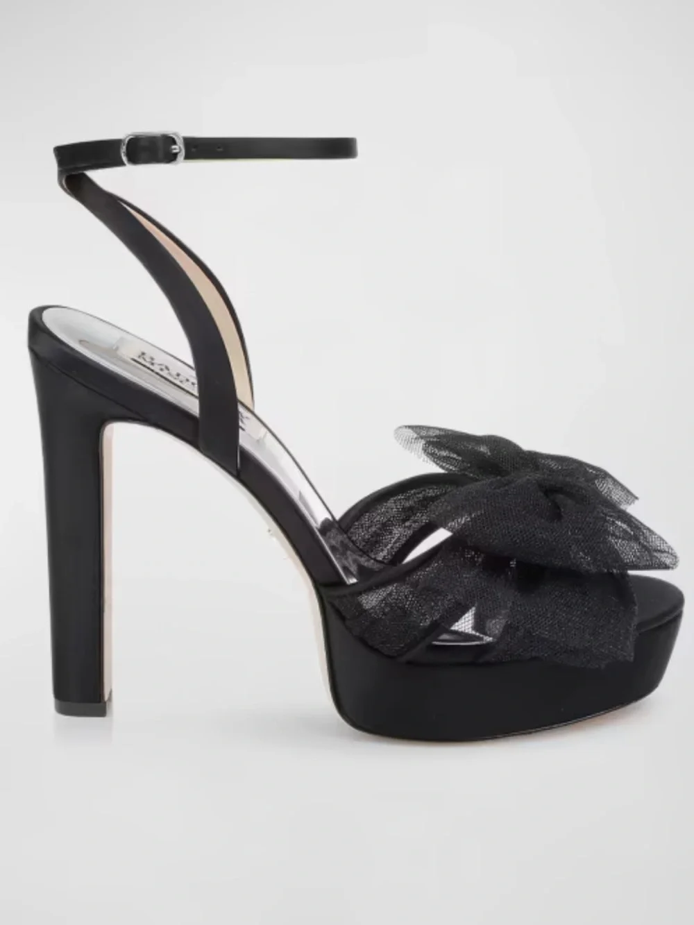 Badgley Mischka Sophie Tulle-Bow Ankle Strap Platform High Heel Sandals